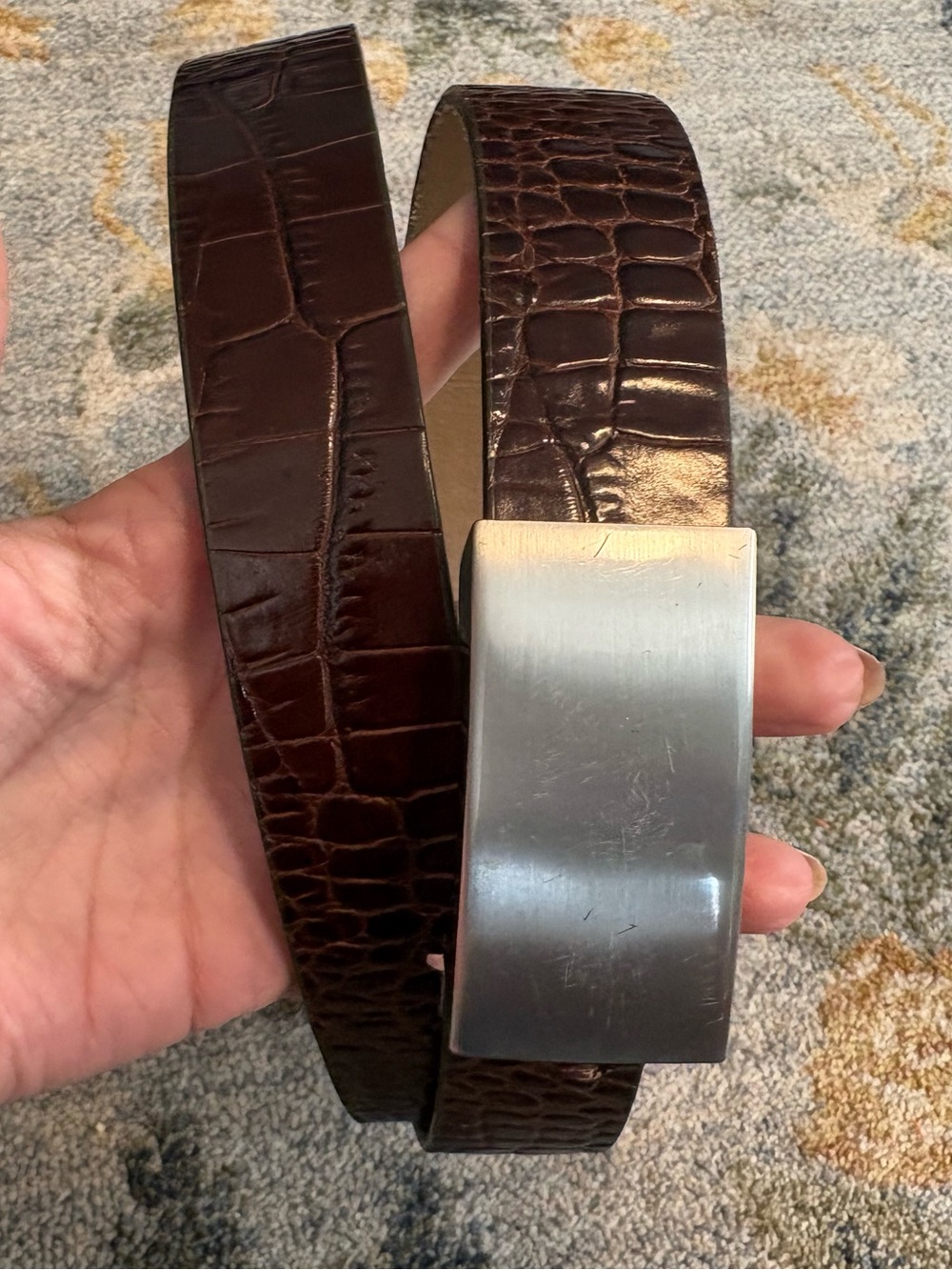 Banana Republic | Leather Textured Reptile Croc No Hole Ratchet belt XL
